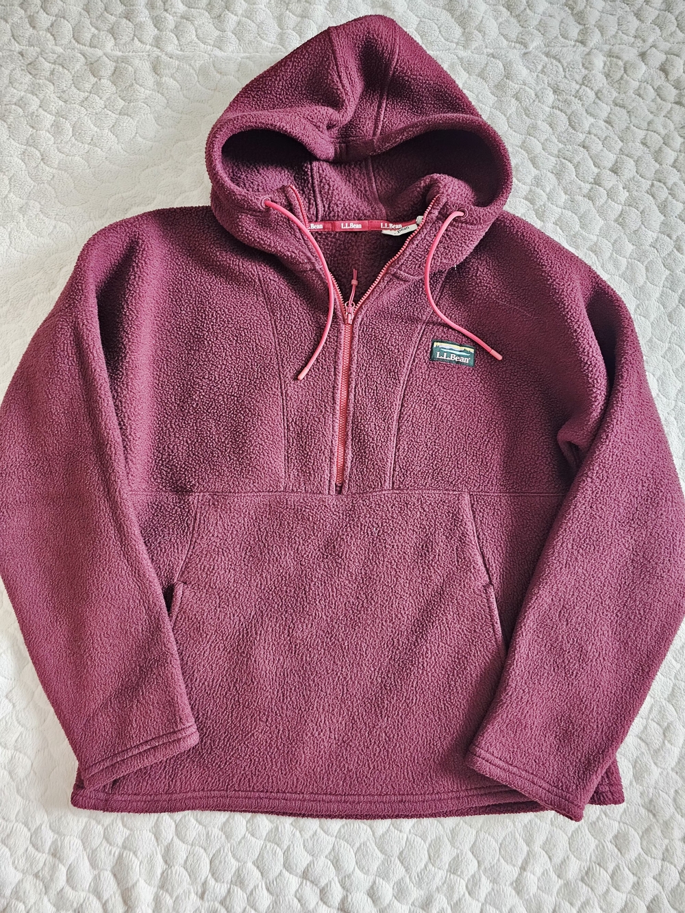 L.L. Bean Maroon Zip-Up Fleece Hoodie Burgundy